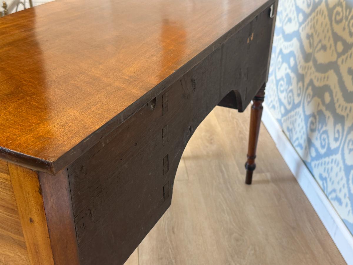 Antique Kneehole Desk with Pretty Inlay