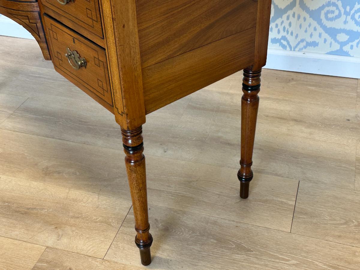 Antique Kneehole Desk with Pretty Inlay