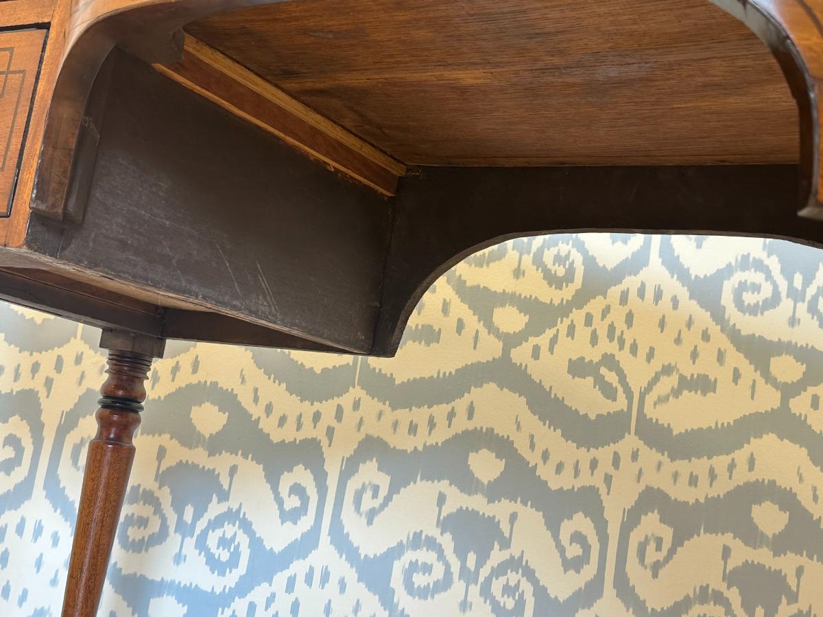 Antique Kneehole Desk with Pretty Inlay