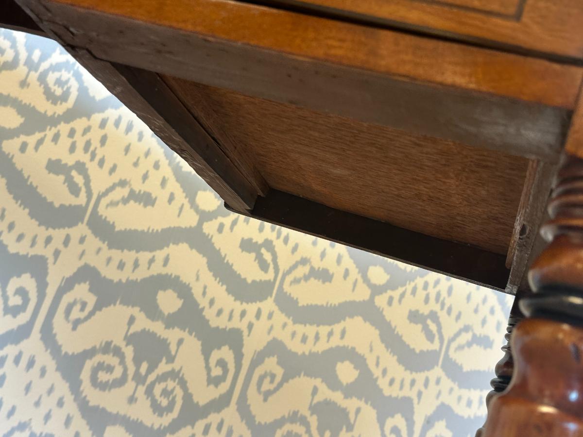 Antique Kneehole Desk with Pretty Inlay