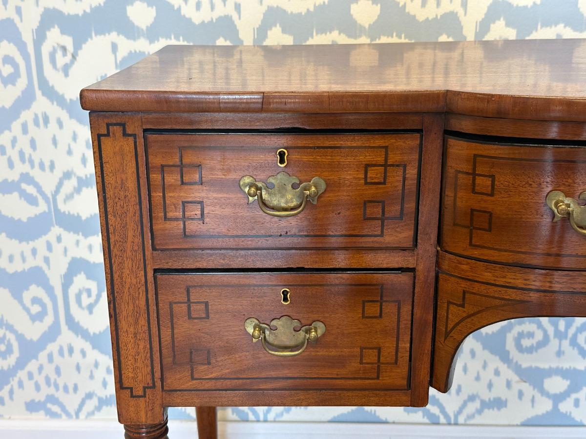 Antique Kneehole Desk with Pretty Inlay