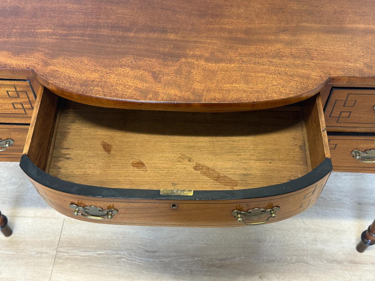 Antique Kneehole Desk with Pretty Inlay