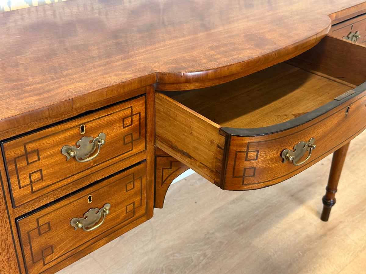 Antique Kneehole Desk with Pretty Inlay
