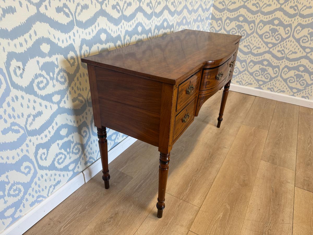 Antique Kneehole Desk with Pretty Inlay