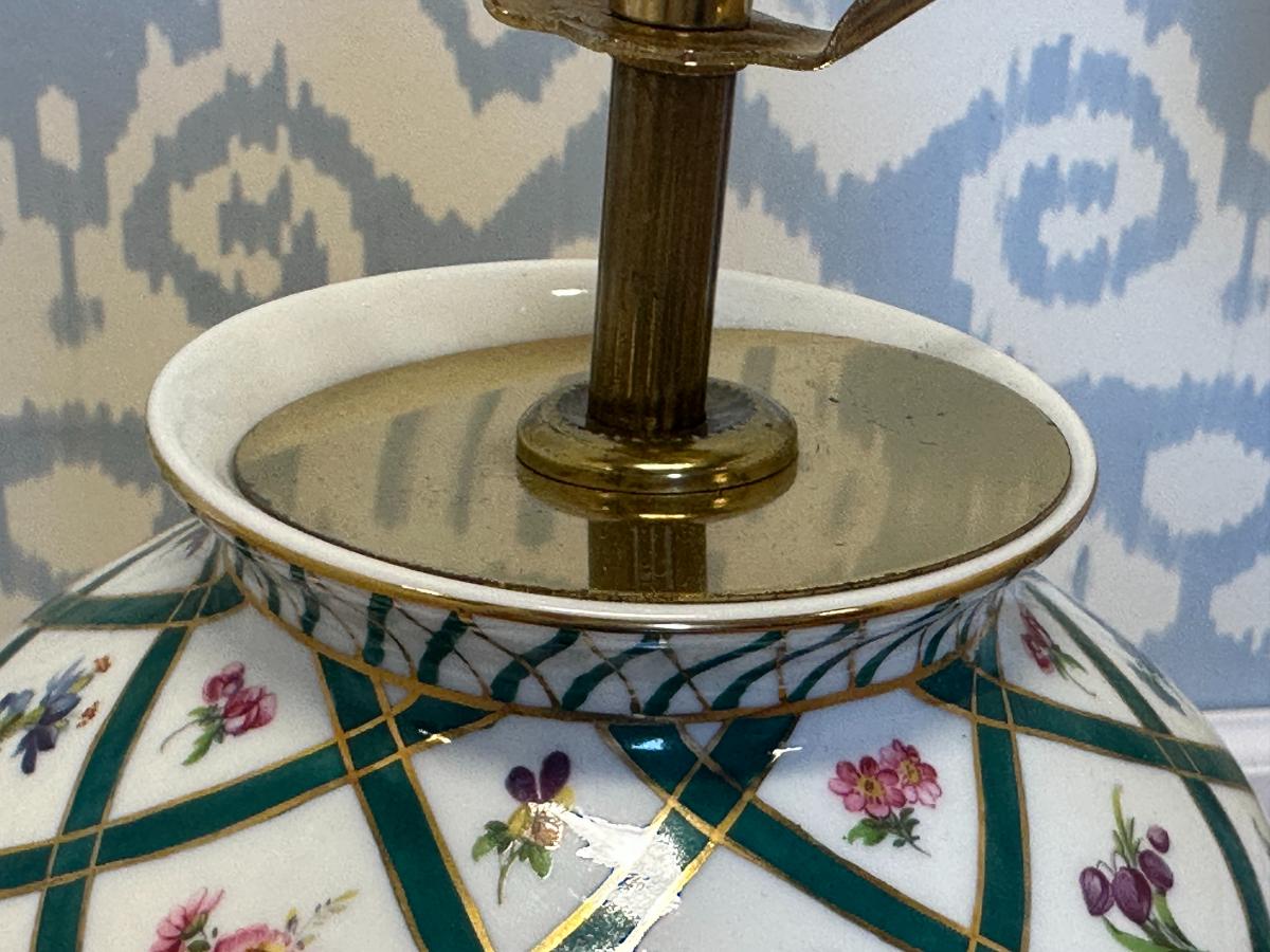 Italian Elios Hand-Painted Vase Table Lamps, Pair