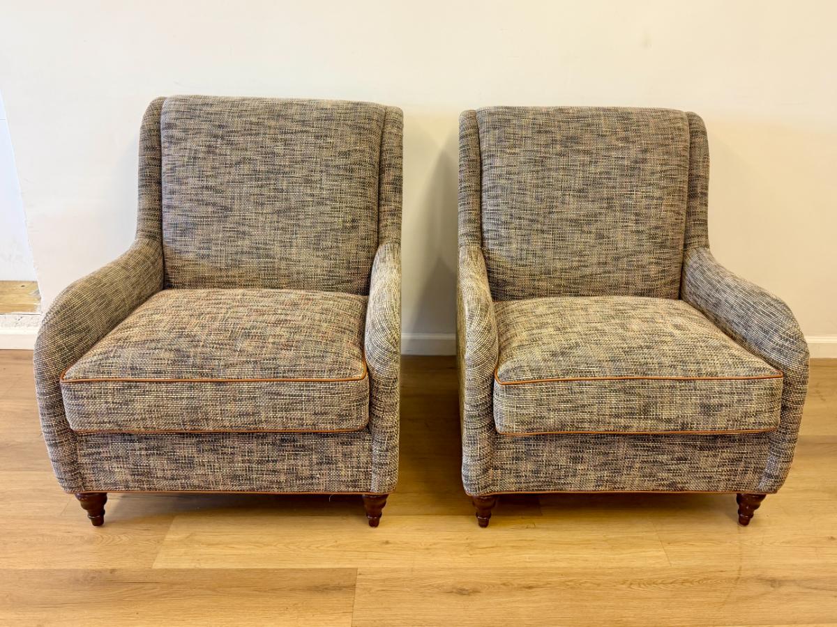Charles Stewart “Norden” Chairs Upholstered in Zoffany Harlequin Fabric, Pair