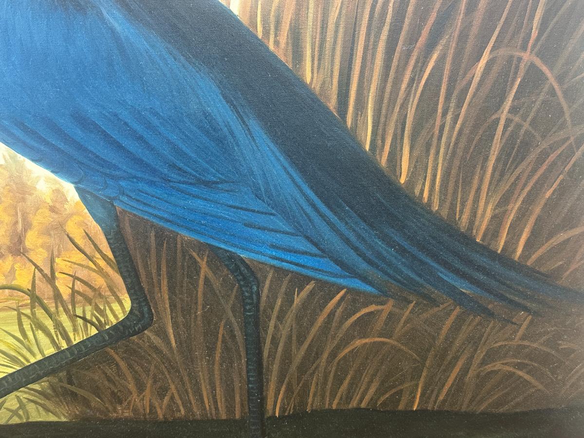 Framed Blue Heron Dutch Touch Art Oil Painting