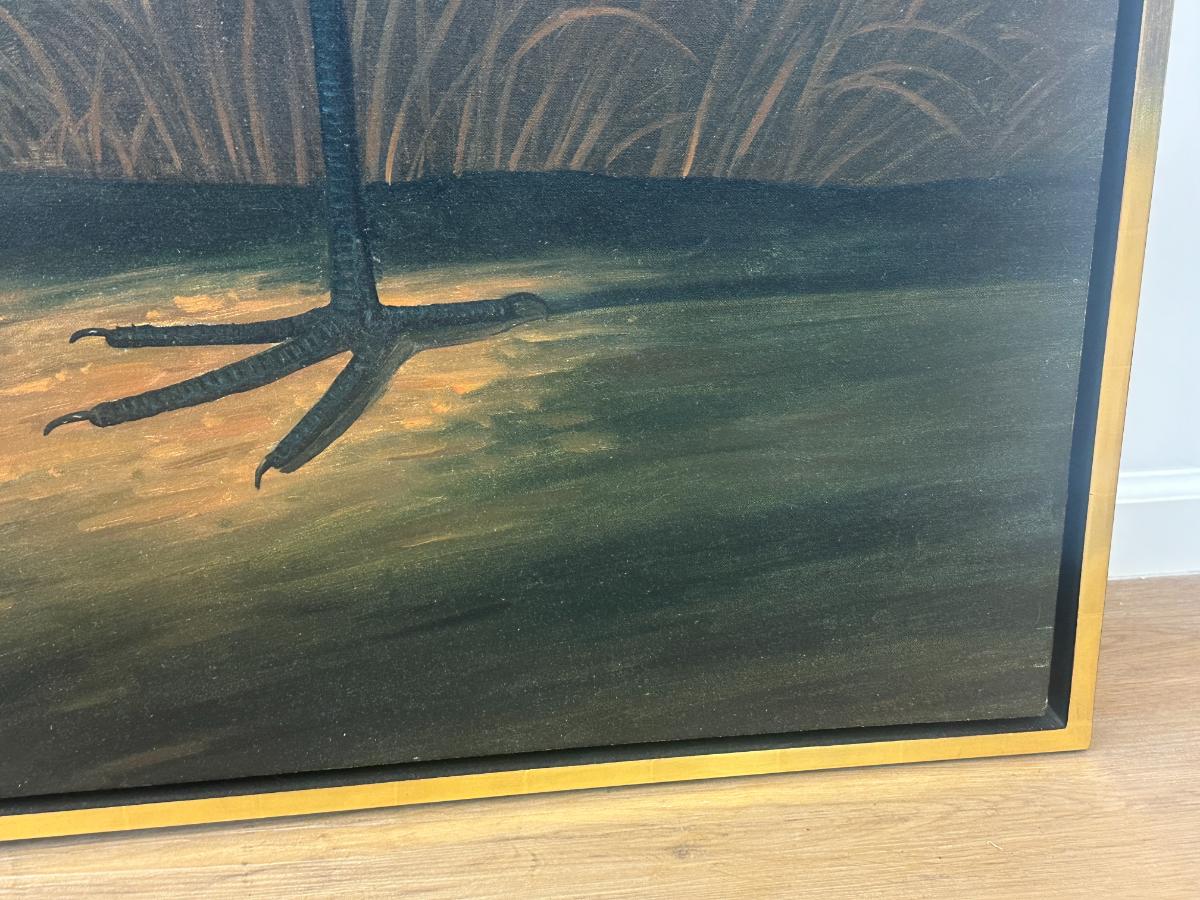 Framed Blue Heron Dutch Touch Art Oil Painting