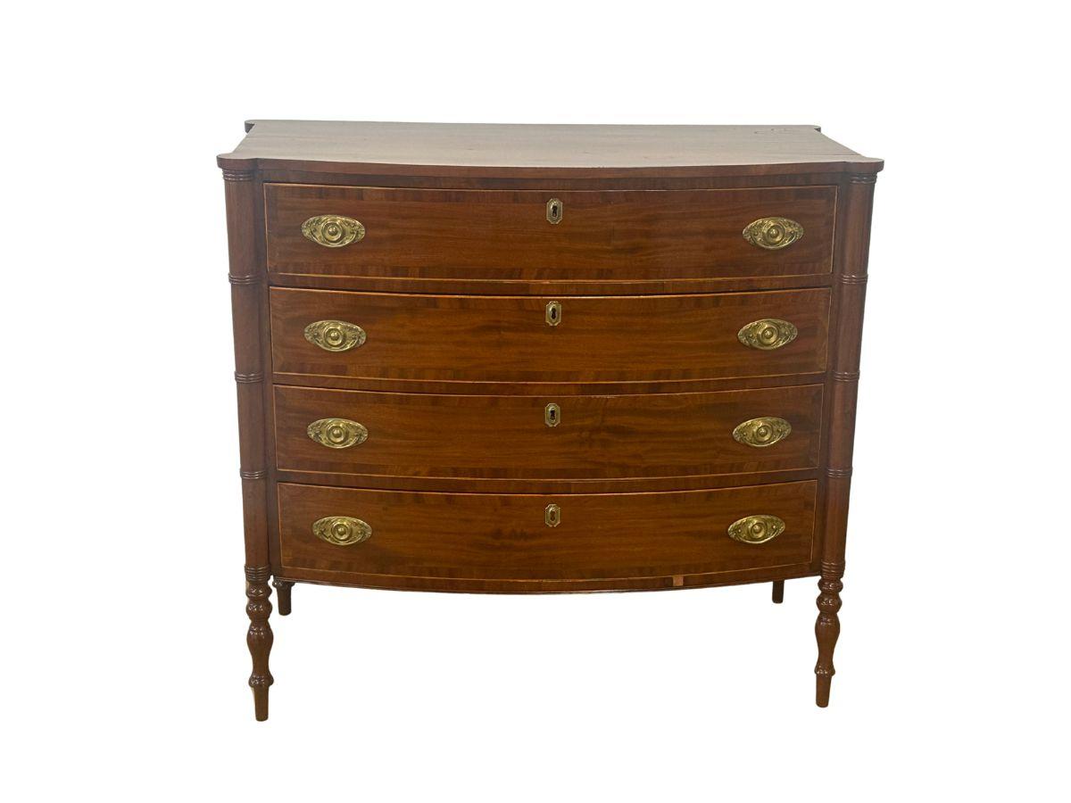 Antique Regency Mahogany Bow Front Chest of Drawers