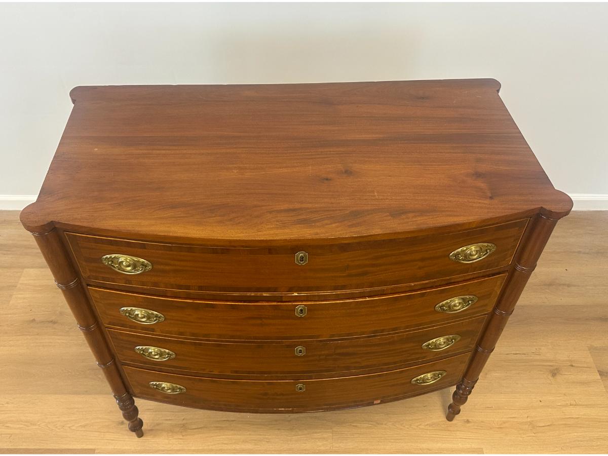 Antique Regency Mahogany Bow Front Chest of Drawers