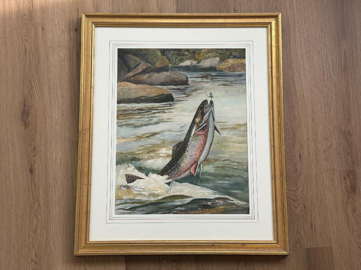 Framed "Brook Trout" Original Watercolor by WJ Schaldach