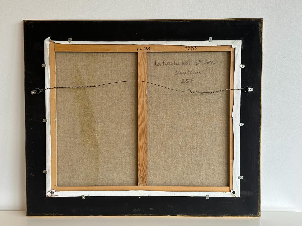 Renee Theobald Original Oil Painting, Framed "La Rochepot et Son Chateau"