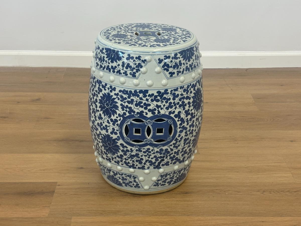 Blue and White Garden Stool