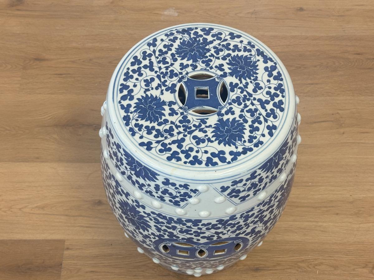 Blue and White Garden Stool