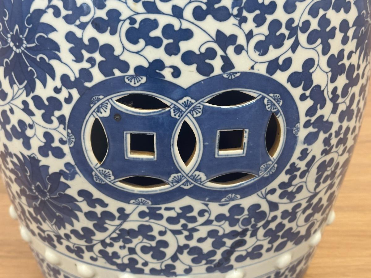 Blue and White Garden Stool