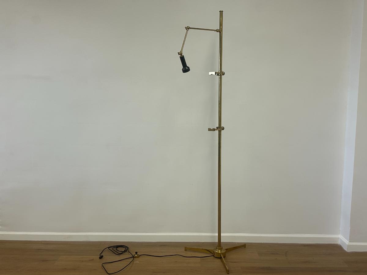 Post War Italian Illuminated Brass Floor Easel