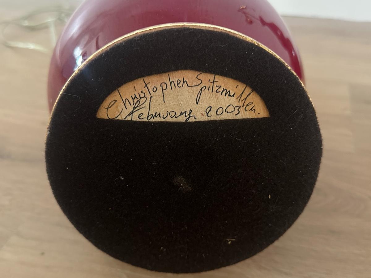 Christopher Spitzmiller Red Double Gourd Lamps, Pair