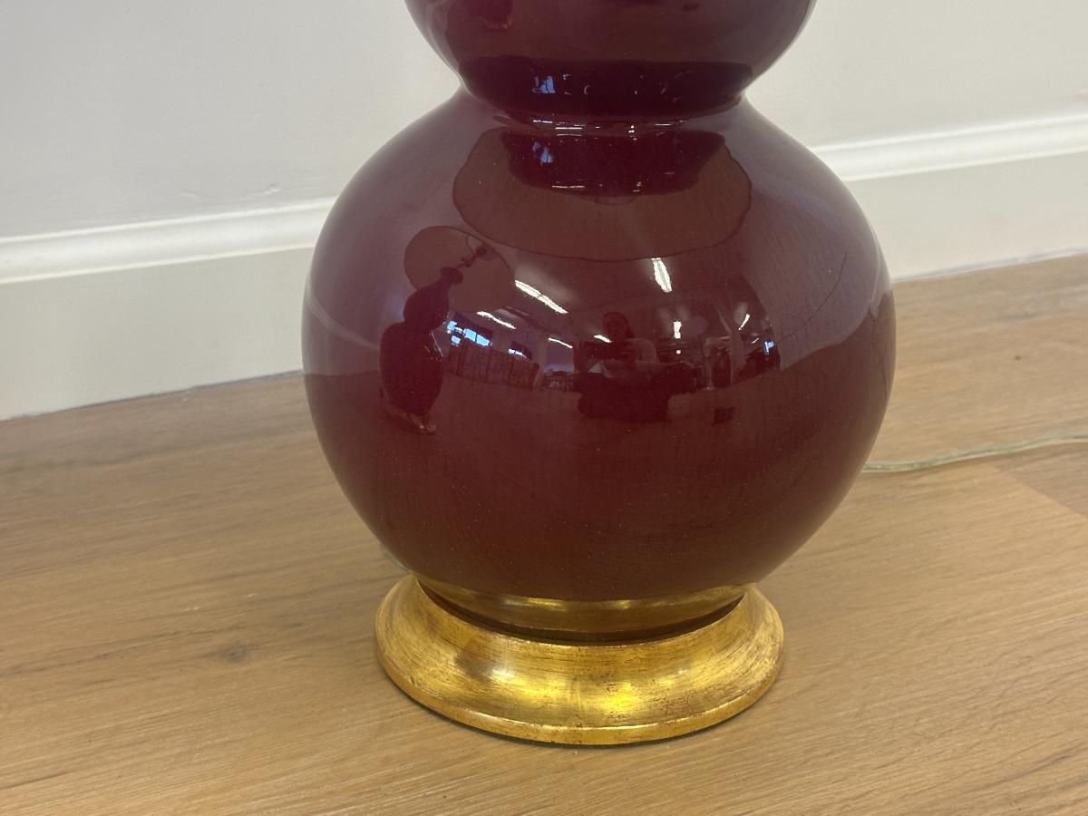 Christopher Spitzmiller Red Double Gourd Lamps, Pair