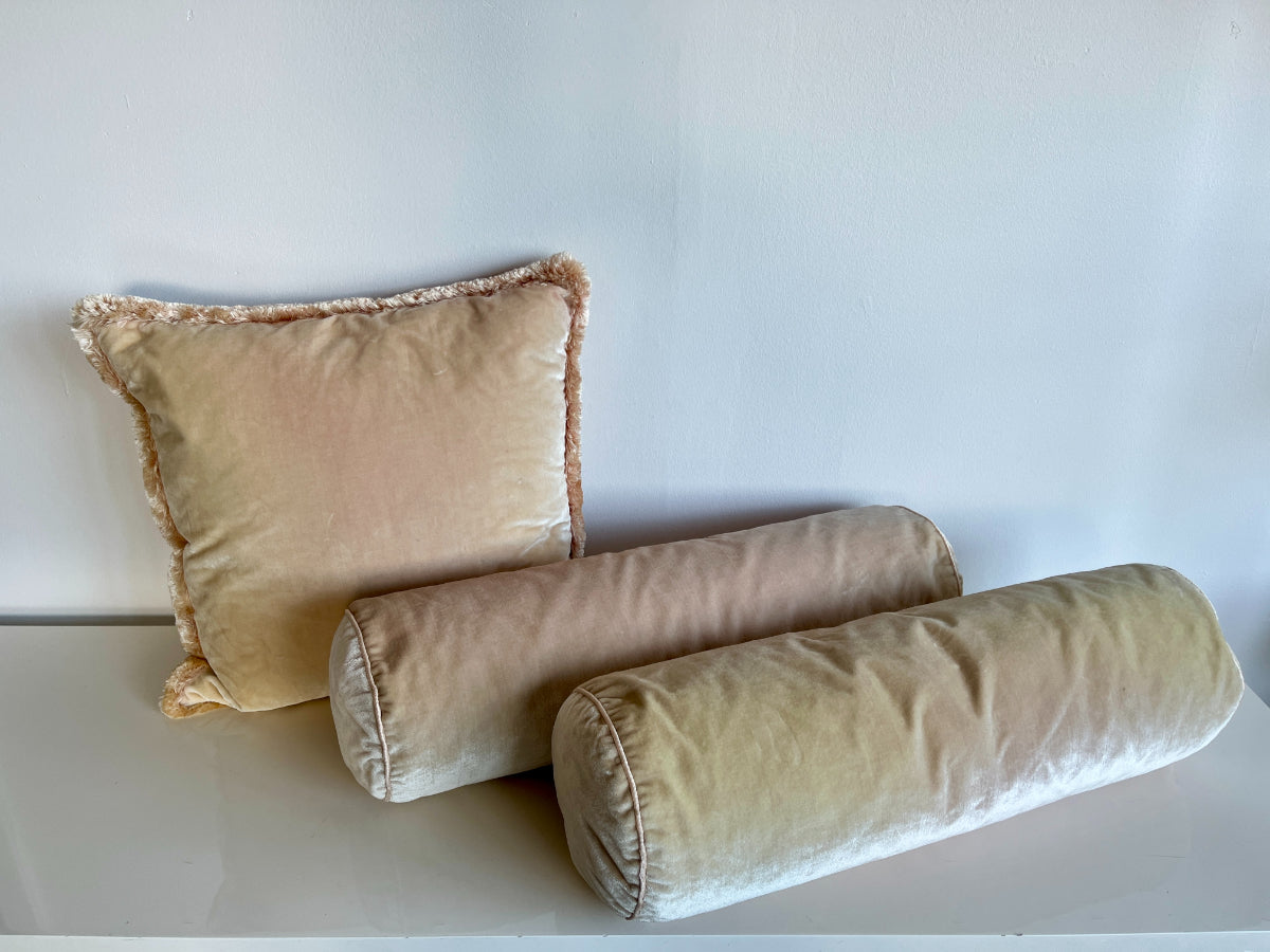 Pink Silk Velvet Pillows, Set of 3