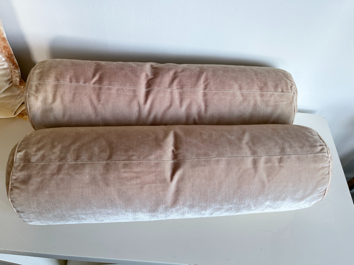 Pink Silk Velvet Pillows, Set of 3