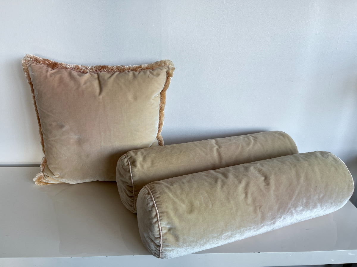 Pink Silk Velvet Pillows, Set of 3