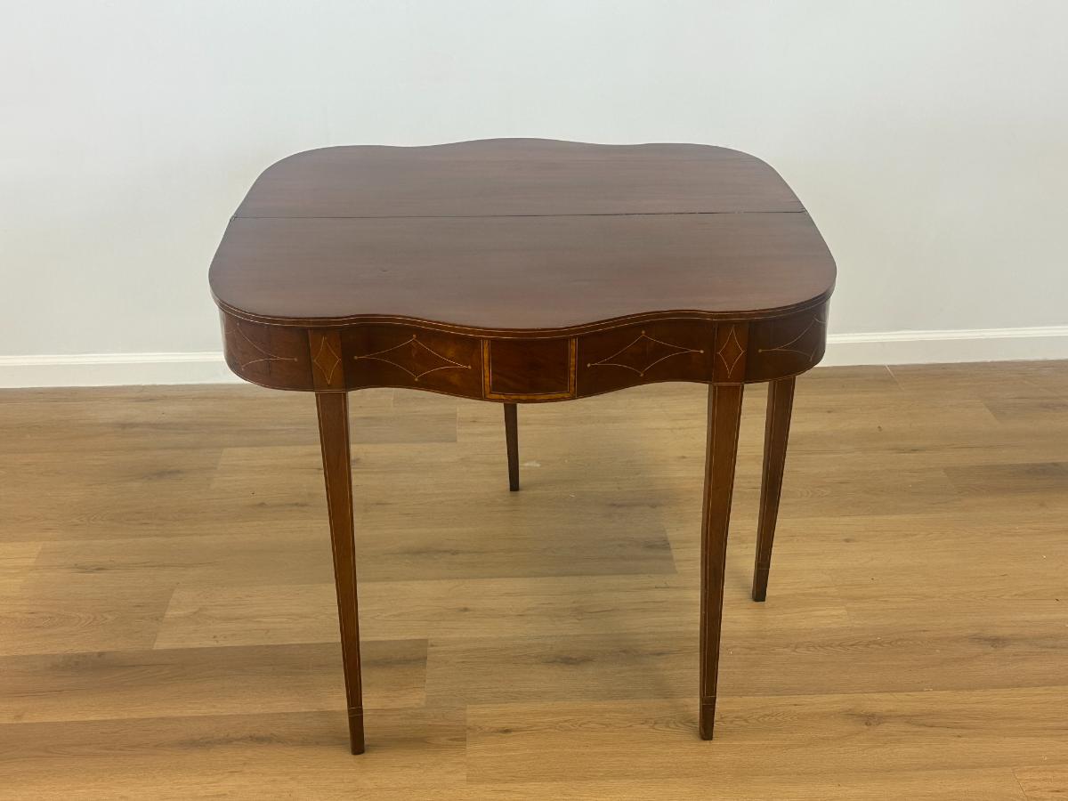 Antique Federal Style Serpentine Card Table