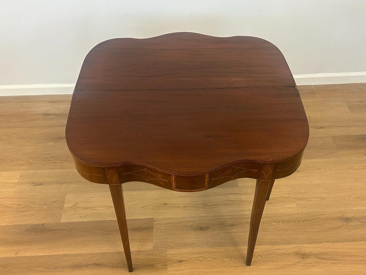 Antique Federal Style Serpentine Card Table