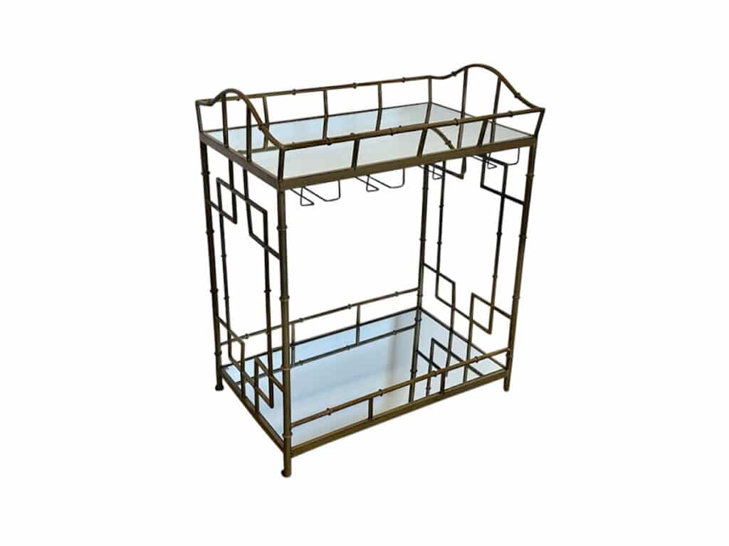 Faux Bamboo and Mirror Bar Cart