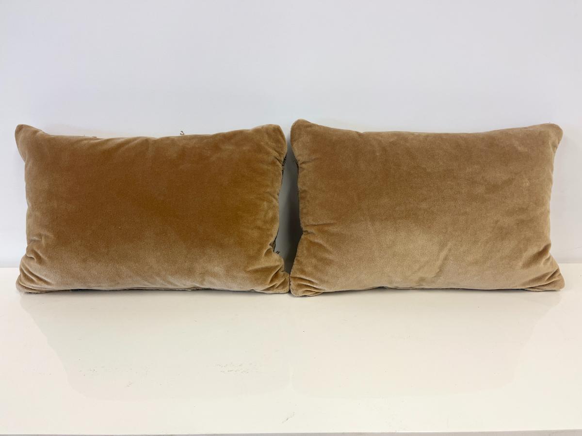 Antique French Tapestry Pillows, Pair