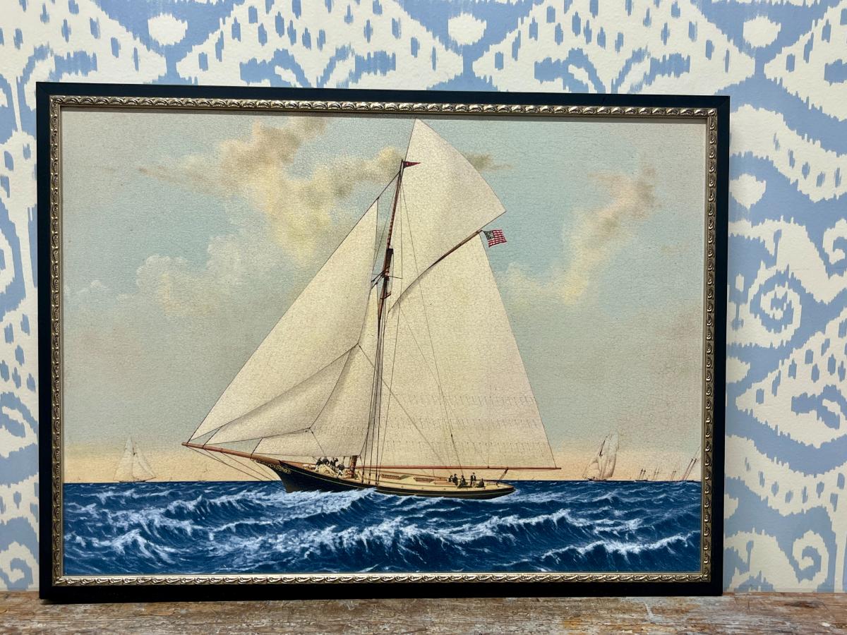 Pottery Barn Antique Yachts Canvas, Set of 2