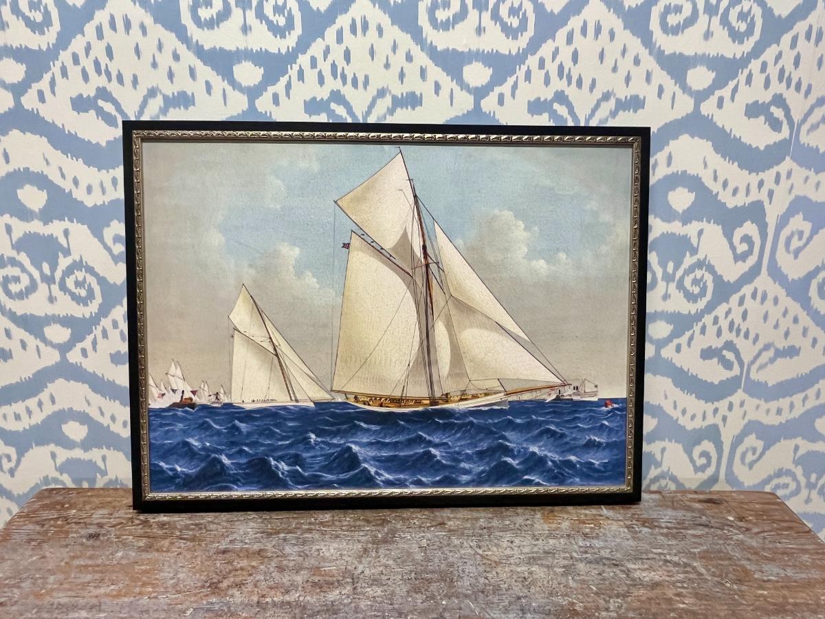 Pottery Barn Antique Yachts Canvas, Set of 2
