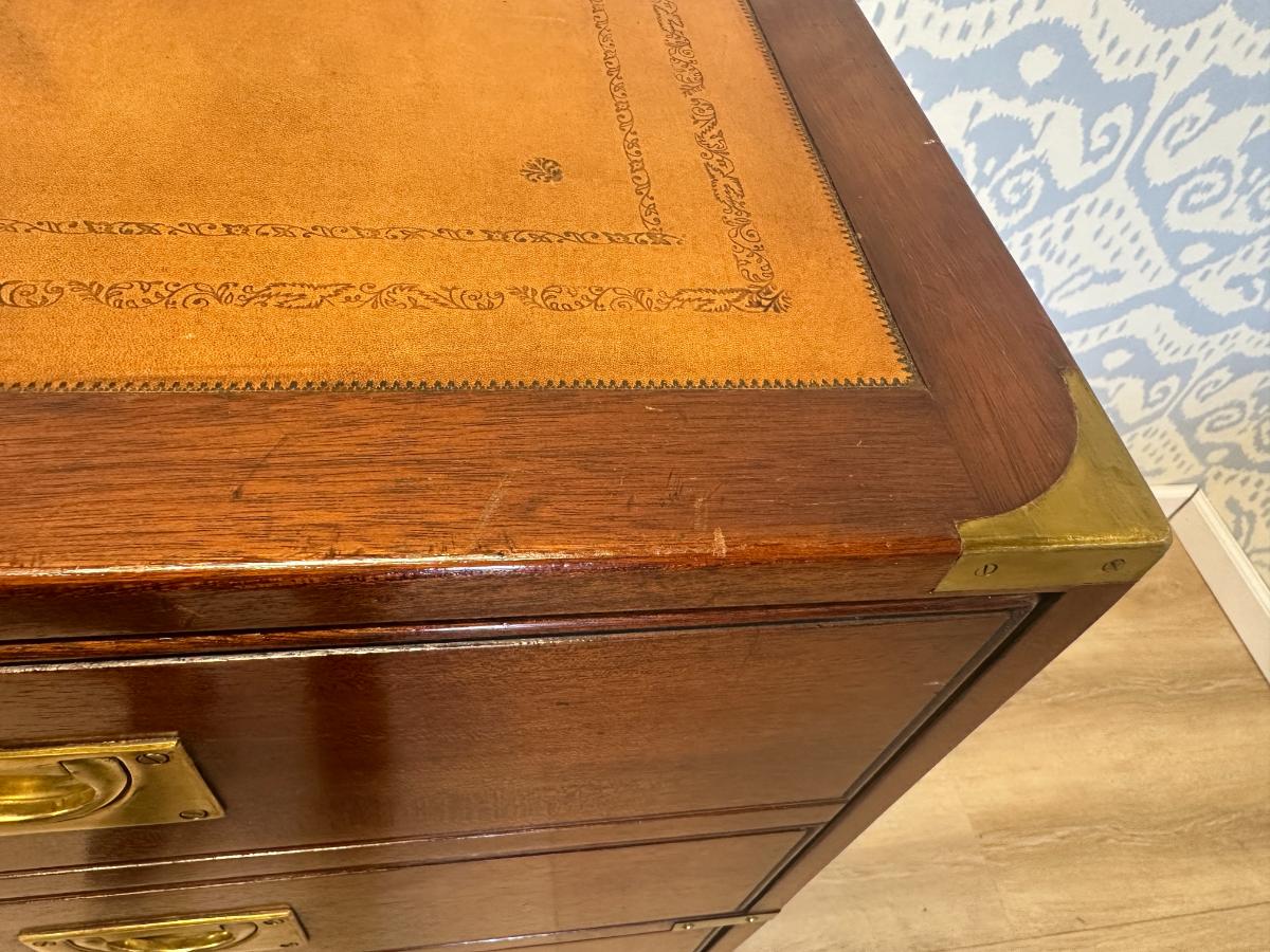 Kennedy of Ipswich Campaign Style Filing Cabinet with Brass & Leather Detail