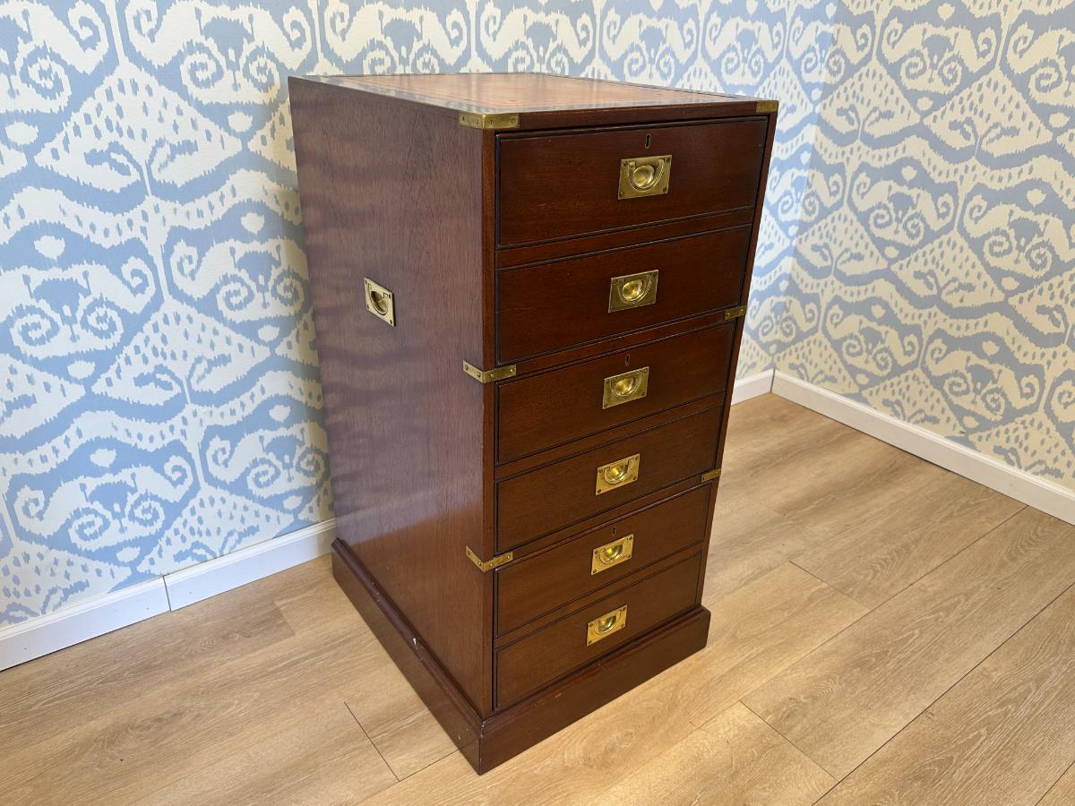 Kennedy of Ipswich Campaign Style Filing Cabinet with Brass & Leather Detail