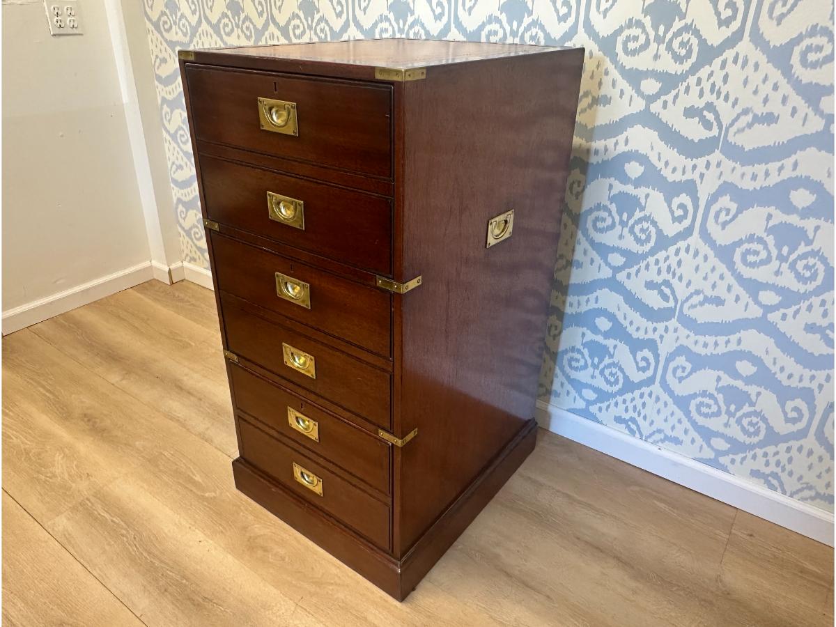 Kennedy of Ipswich Campaign Style Filing Cabinet with Brass & Leather Detail
