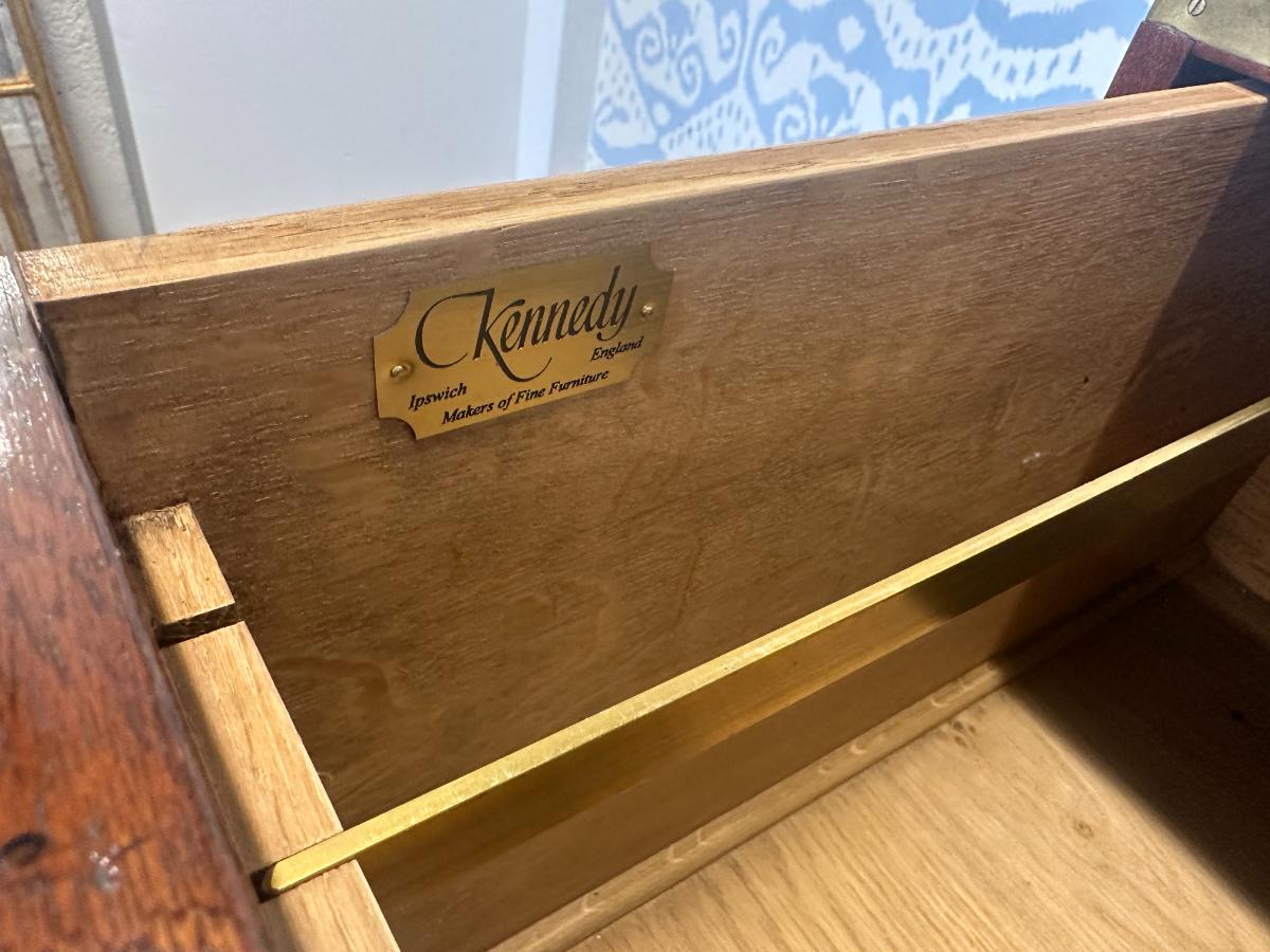 Kennedy of Ipswich Campaign Style Filing Cabinet with Brass & Leather Detail