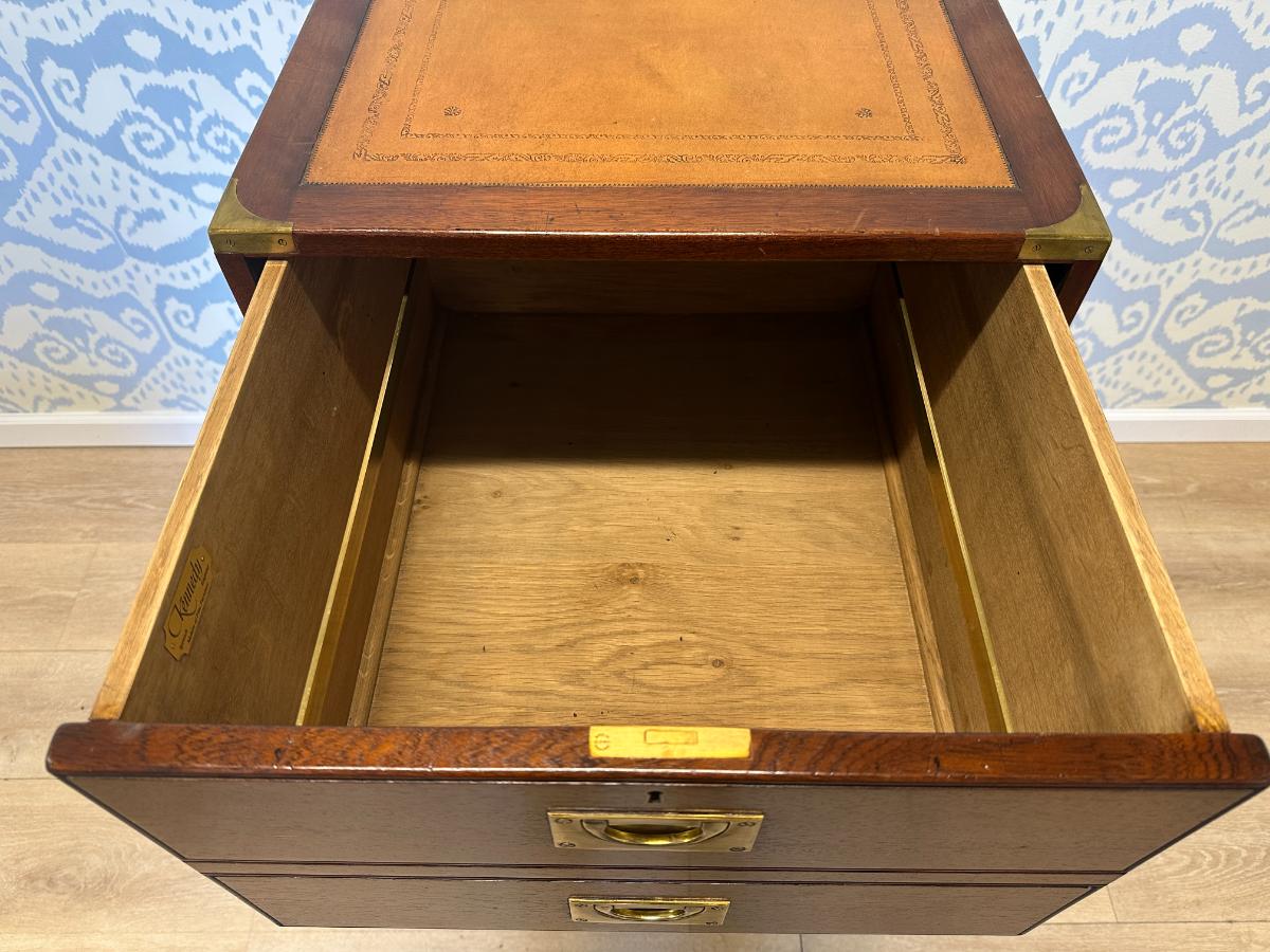 Kennedy of Ipswich Campaign Style Filing Cabinet with Brass & Leather Detail