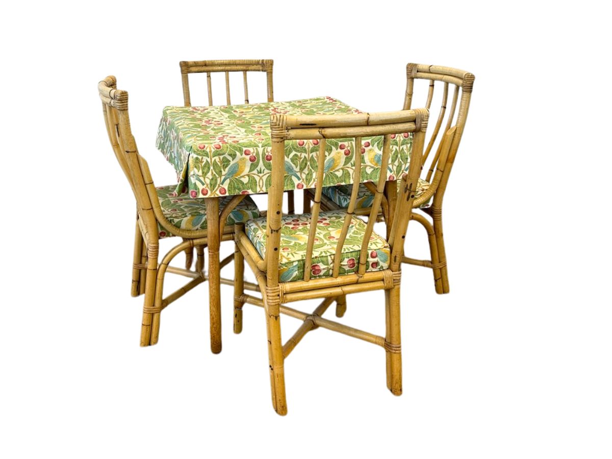 Vintage Florida Flip Top Game Table and Set of Four Chairs