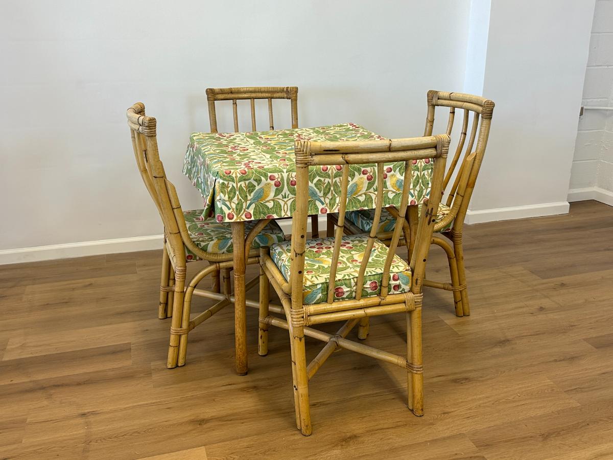 Vintage Florida Flip Top Game Table and Set of Four Chairs