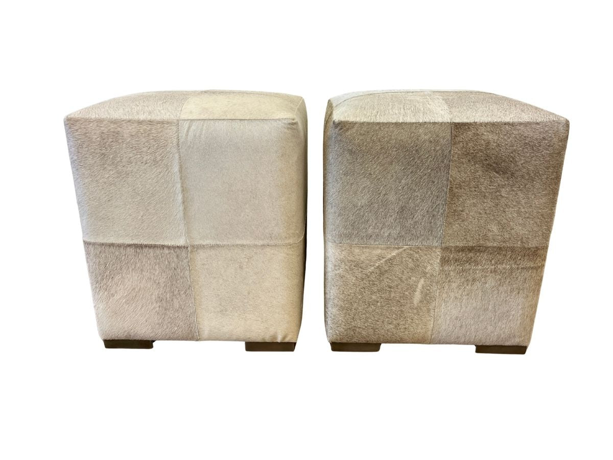 Made Goods Essex Stools, Grey Hide on Hide, Pair