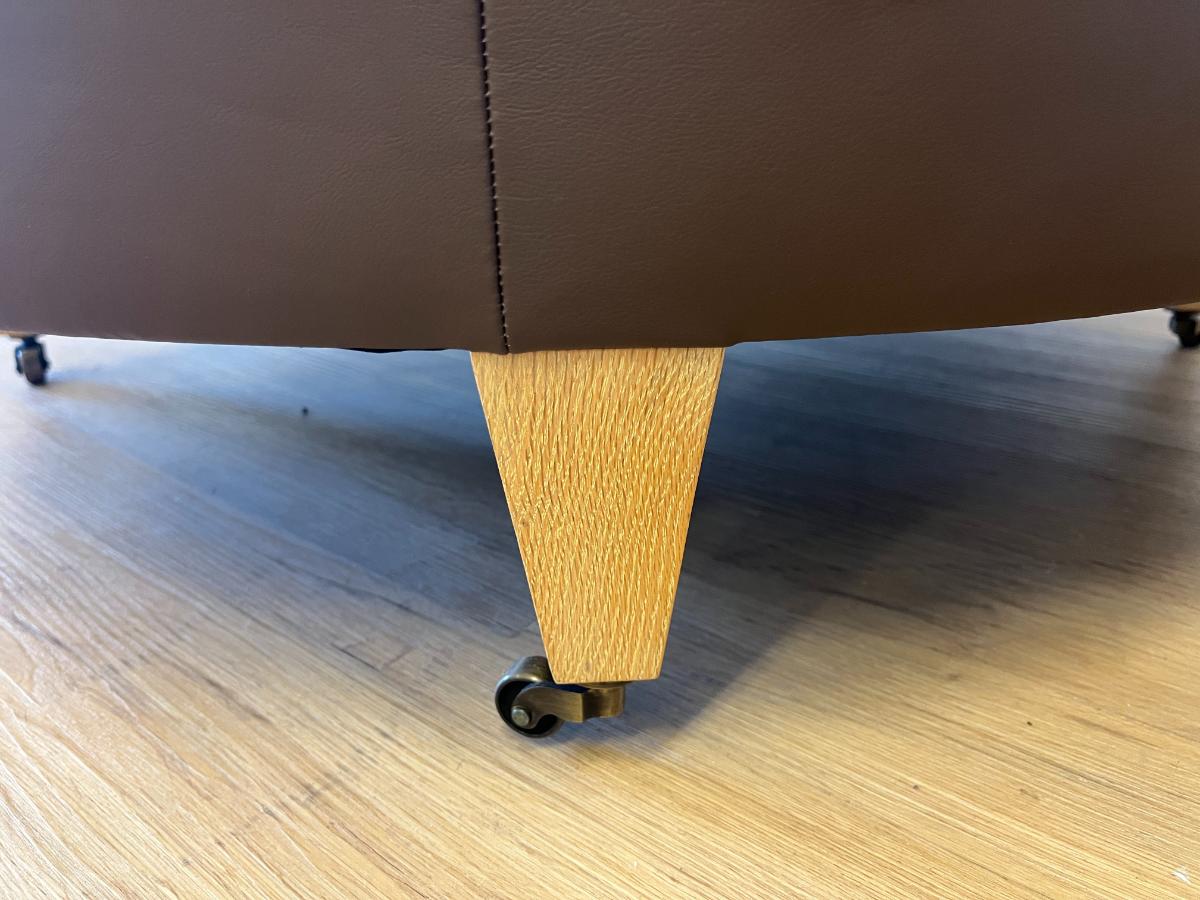 Custom Tufted Brown Leather Ottoman
