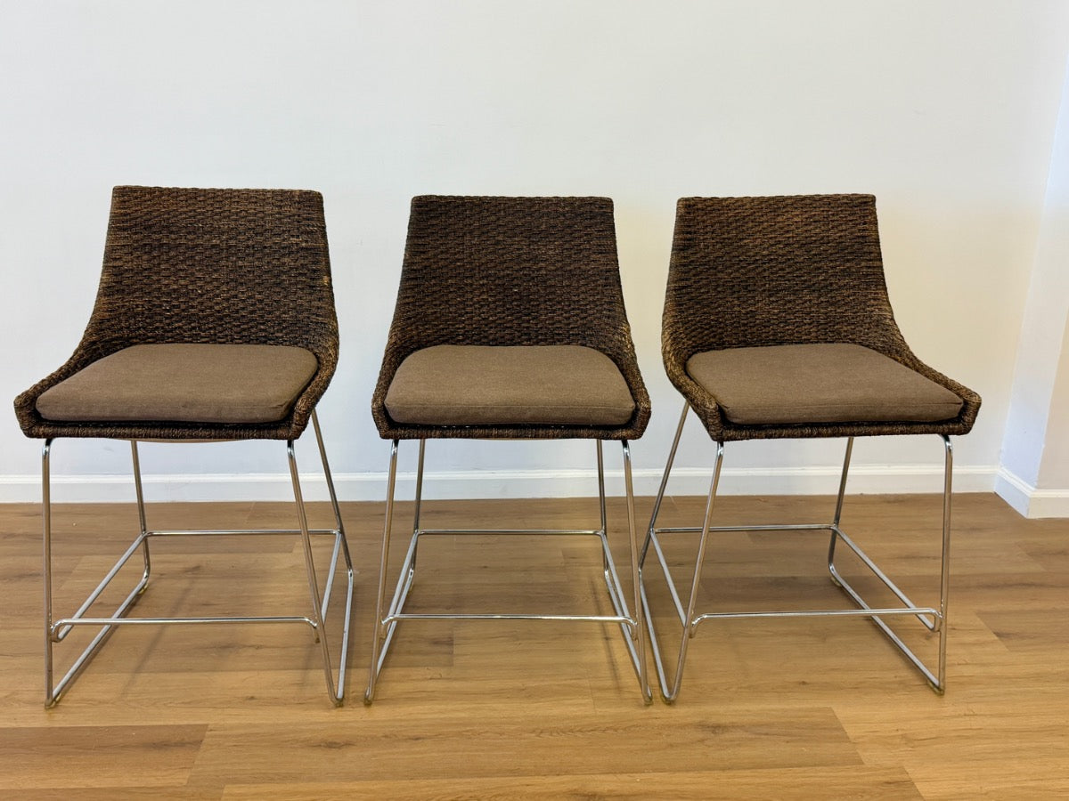 McGuire Woven Shelter Stools, Set of Three