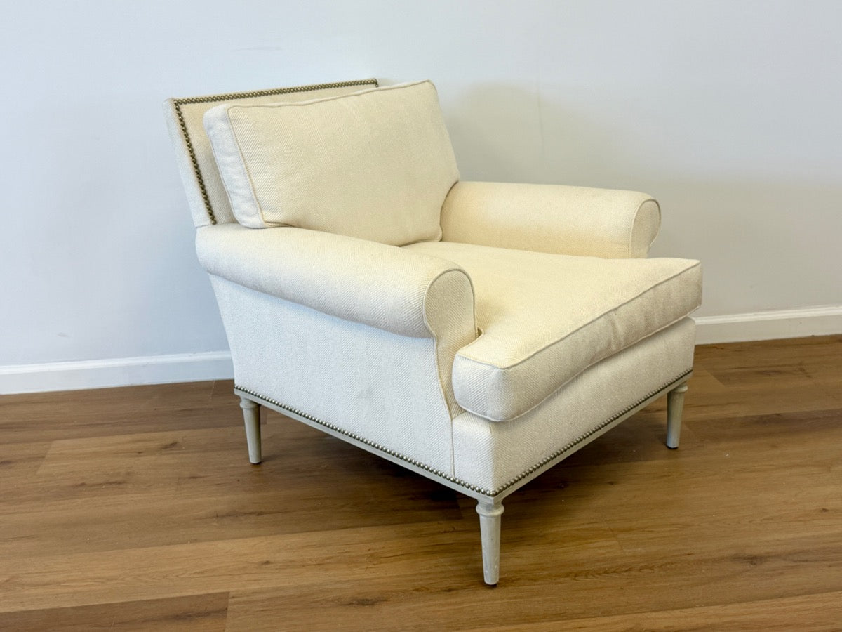 Custom Upholstered Club Chair with Nailhead Detail