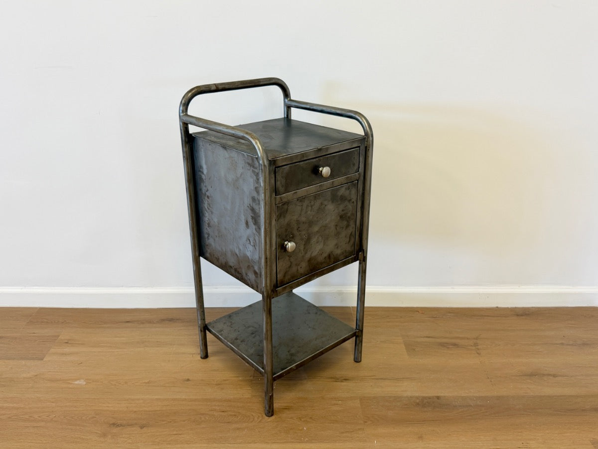 Vintage Industrial Side Table with Shelf