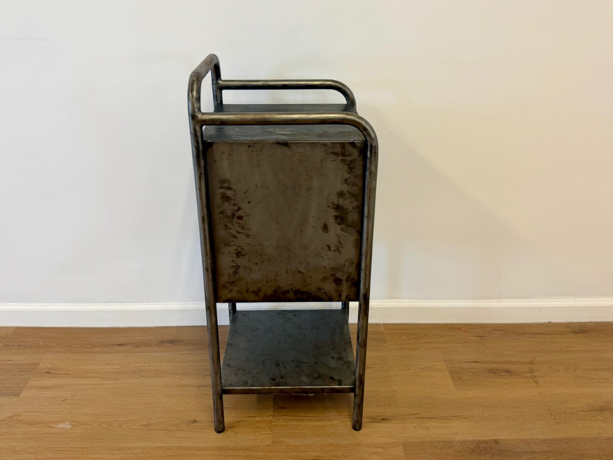 Vintage Industrial Side Table with Shelf