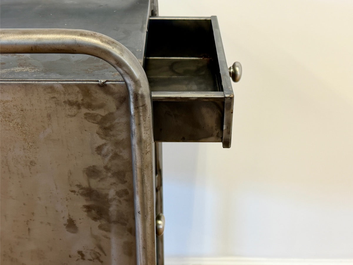 Vintage Industrial Side Table with Shelf