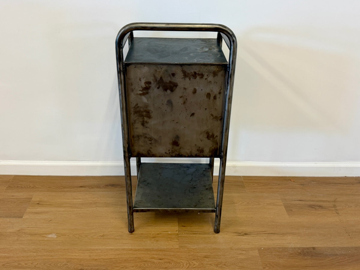 Vintage Industrial Side Table with Shelf