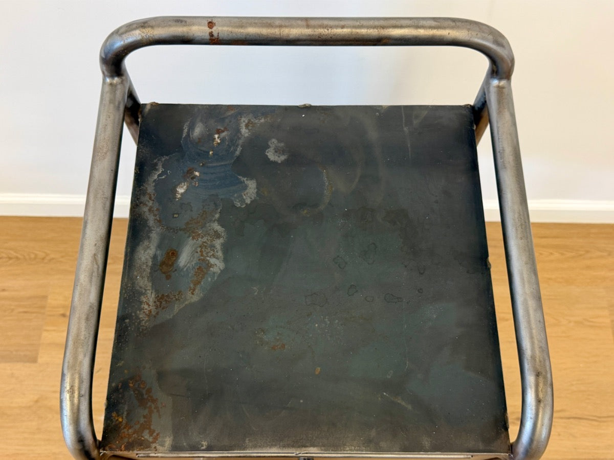 Vintage Industrial Side Table with Shelf