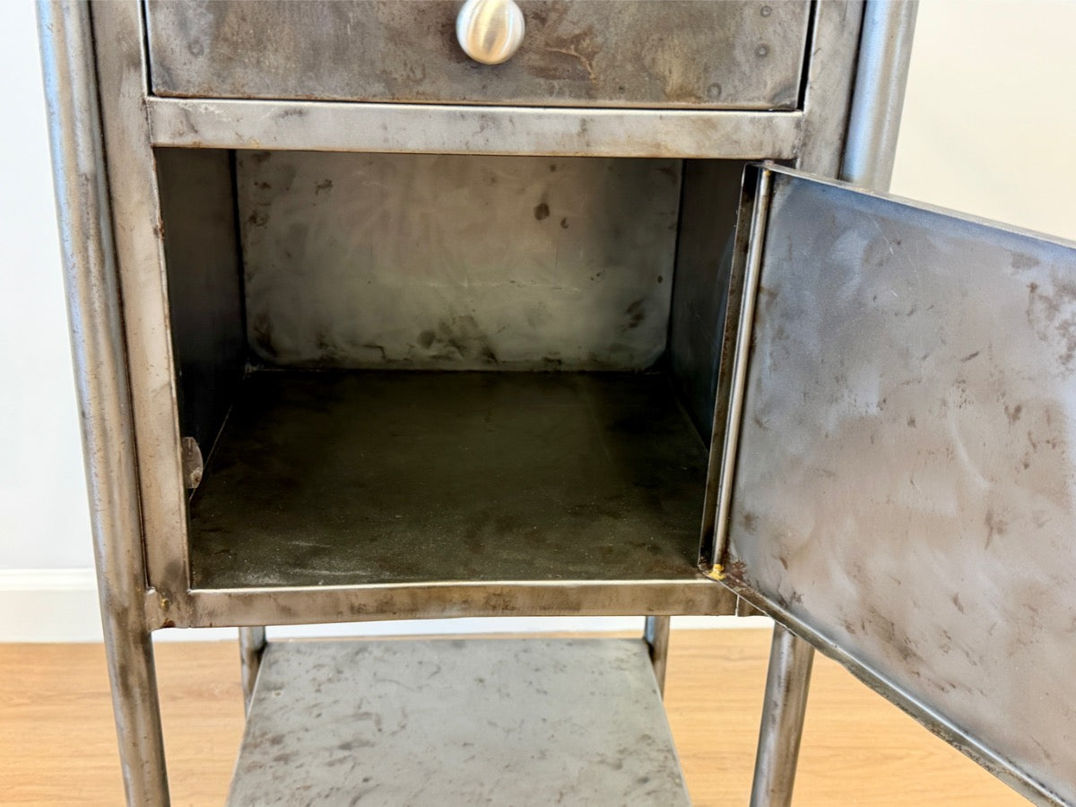 Vintage Industrial Side Table with Shelf