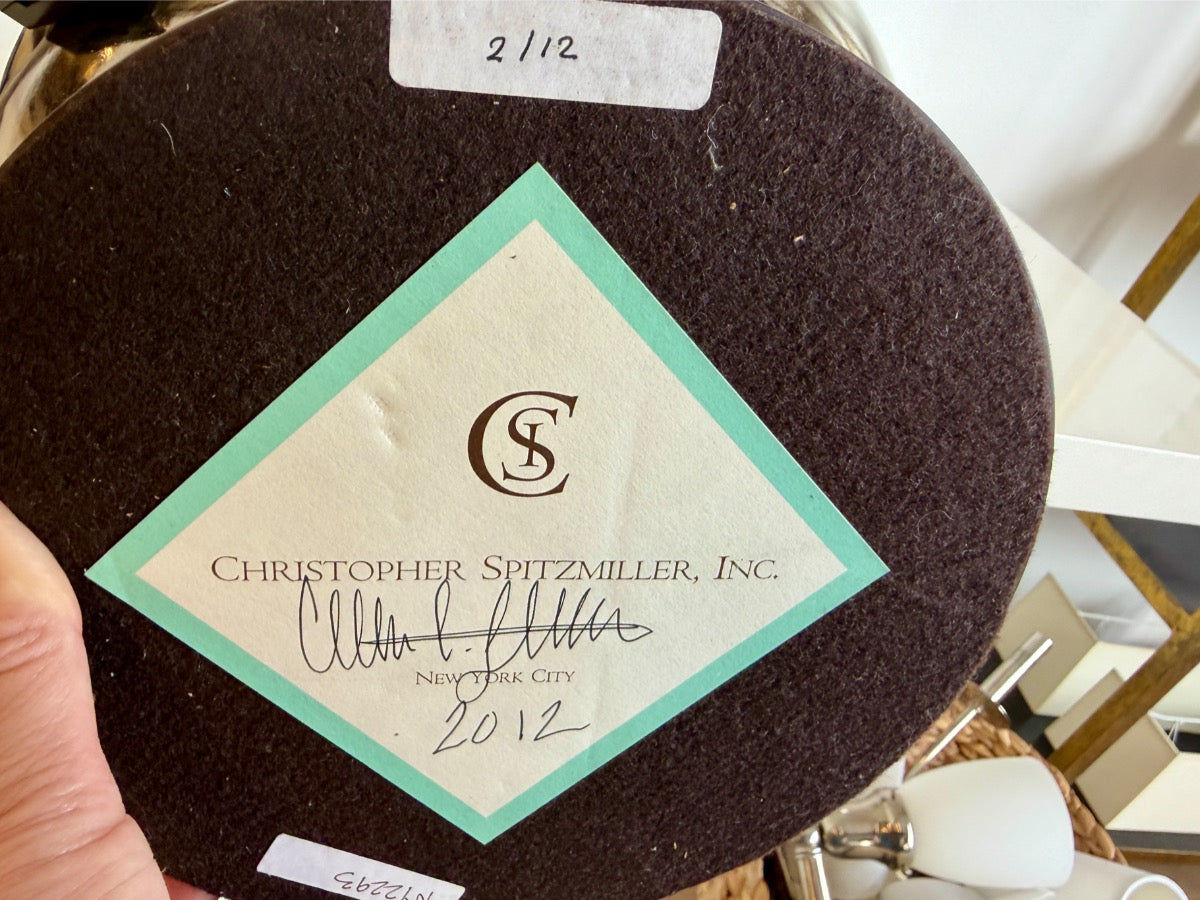 Christopher Spitzmiller Signed Large Gourd Table Lamps in Platinum Luster, Pair