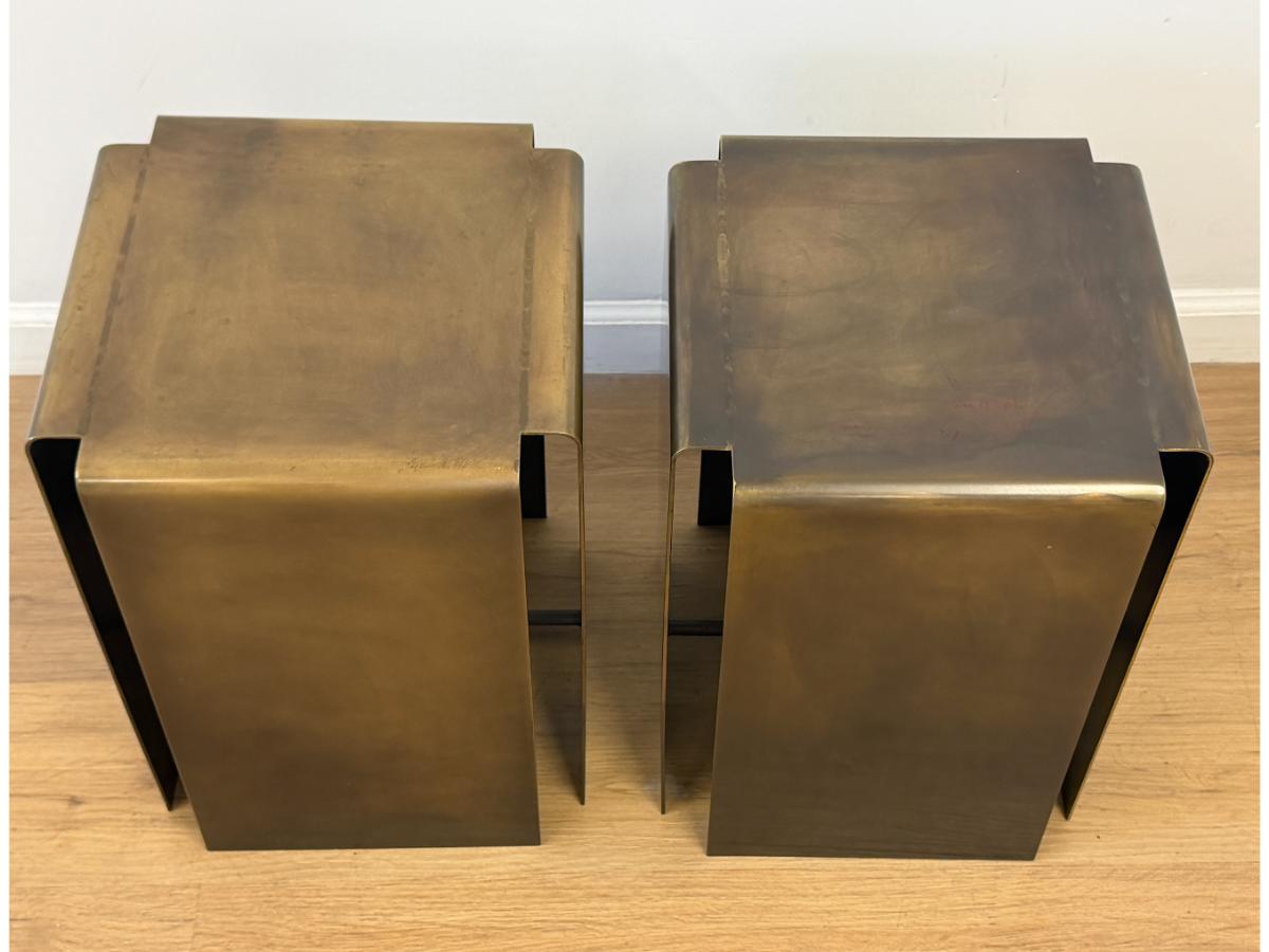 Bronze Sculptural Accent Tables, Pair
